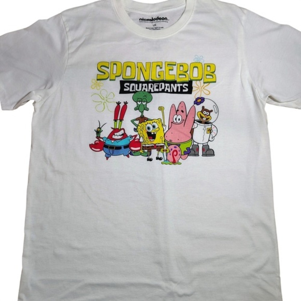 Nickelodeon Spongebob Squarepants T Shirt Crew Neck Graphic Tee Size L/G